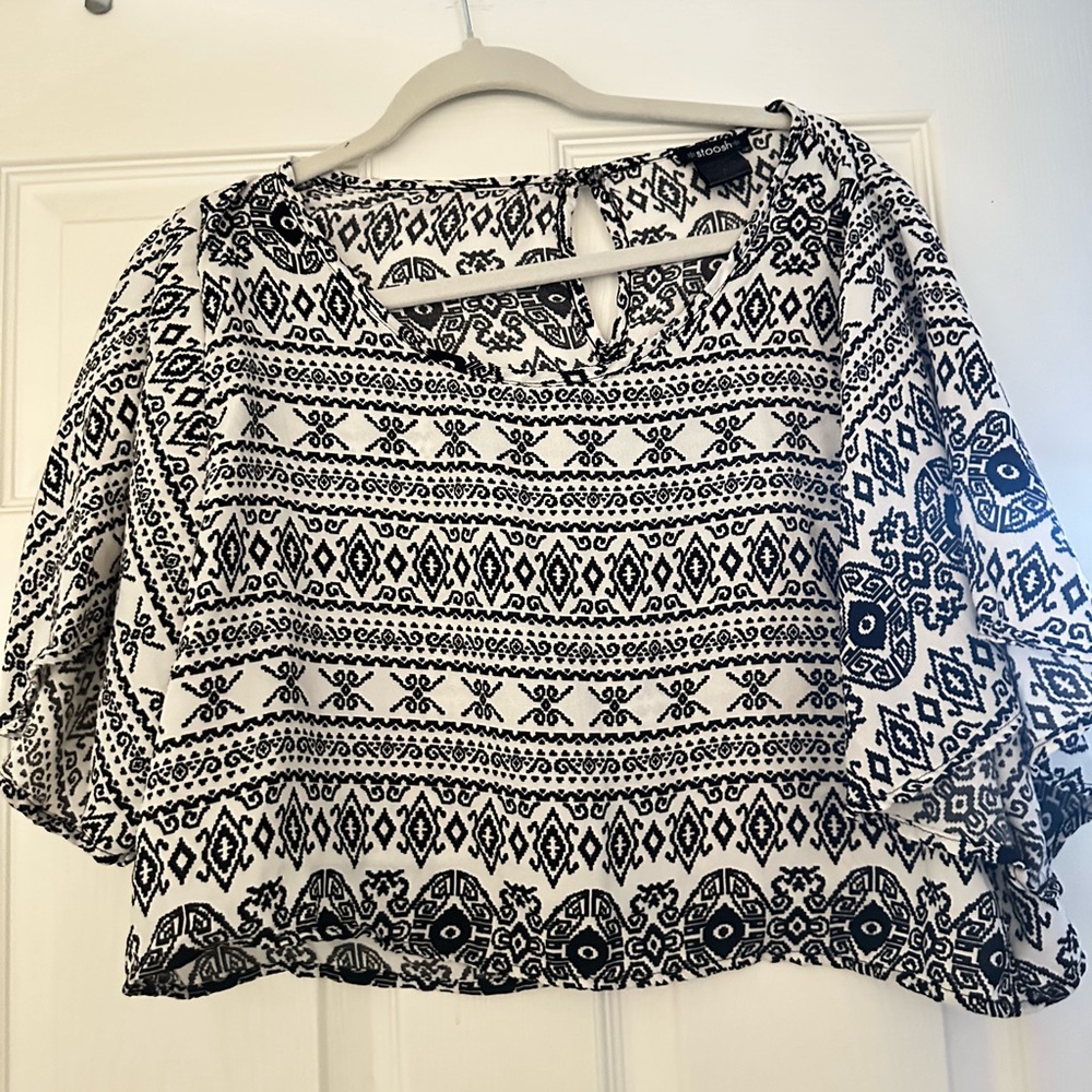 Stoosh Black and White Geometric Blouse